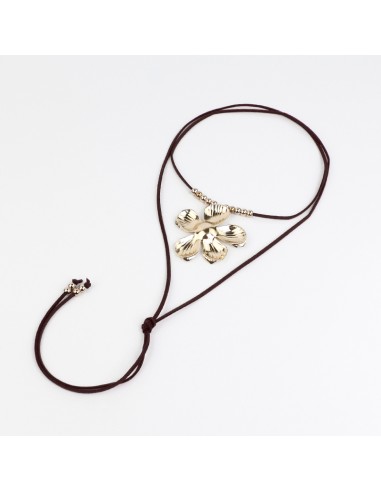 Collar de Gamuza Flor Dorada