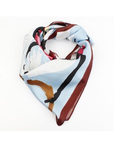 Pañuelo Watercolor Flower Brown (70x70)