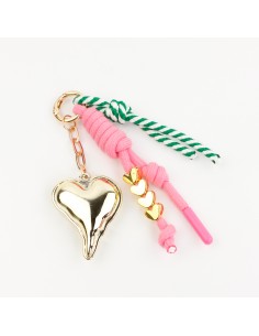 Llavero Bagcharm Golden Hearts