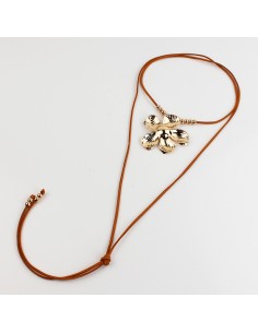 Collar de Gamuza Flor Dorada