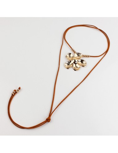 Collar de Gamuza Flor Dorada