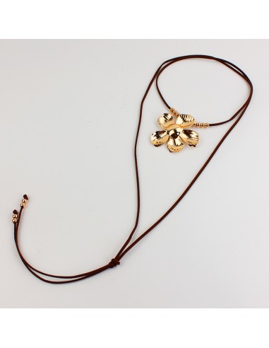 Collar de Gamuza Flor Dorada