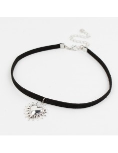 Choker de Gamuza Heart Soul Silver