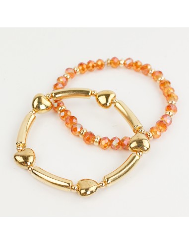 Set X2 Pulseras Heart Chic