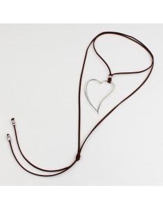 Collar de Gamuza Silver Big Heart
