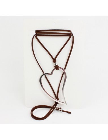 Collar de Gamuza Silver Big Heart