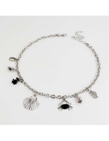 Collar Multicharms Silver Colored Crab