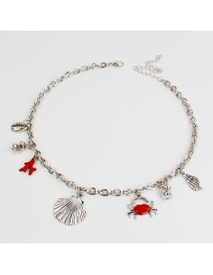 Collar Multicharms Silver Colored Crab