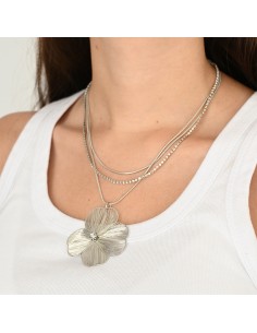 Collar de Cadenas Flor Soleil Silver