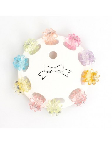 Mini Broche Set x 10 Flower Crystal