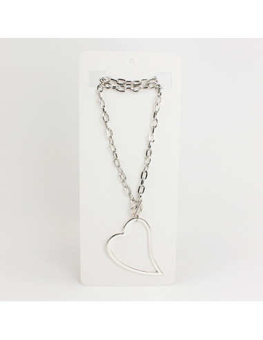 Collar de Cadena Silver XL Heart
