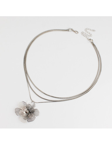 Collar de Cadena Flor Soleil Silver Layering