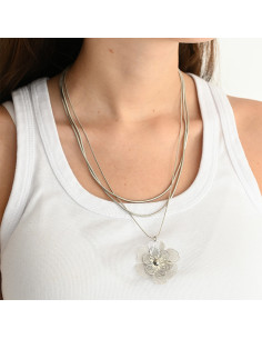 Collar de Cadena Flor Soleil Silver Layering