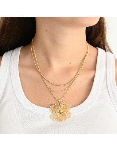 Collar de Cadena Flor Soleil Golden Layering