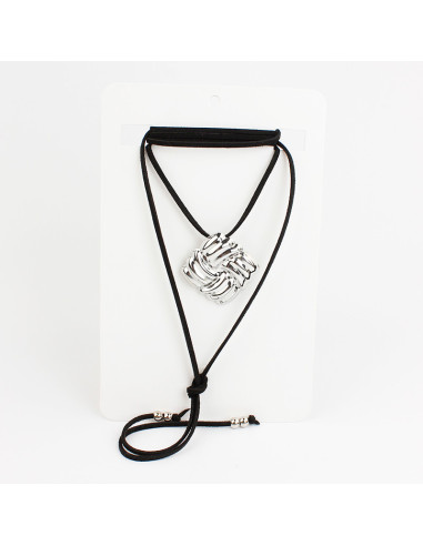 Collar de Gamuza Silver Textured Plate