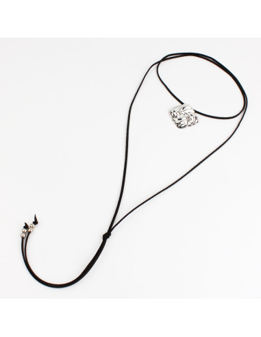 Collar de Gamuza Silver Textured Plate