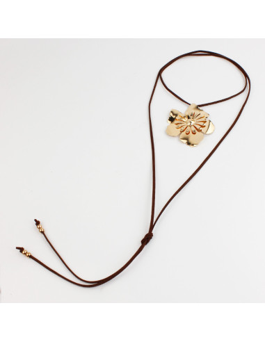 Collar de Gamuza Wide Flower Gold