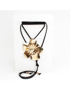 Collar de Gamuza Wide Flower Gold