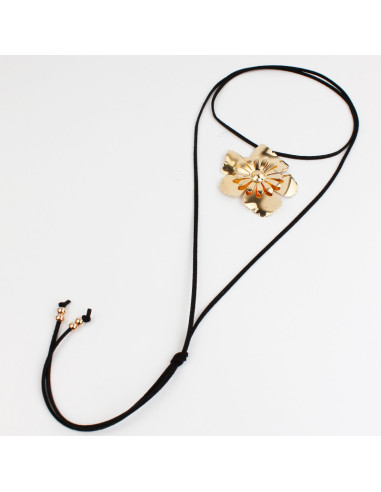 Collar de Gamuza Wide Flower Gold
