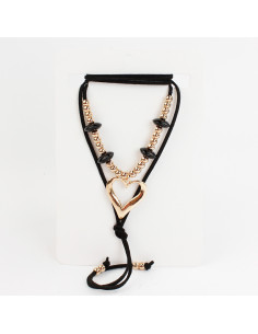 Collar de Gamuza Gold Heart