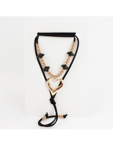 Collar de Gamuza Gold Heart