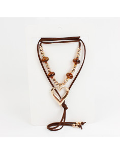 Collar de Gamuza Gold Heart