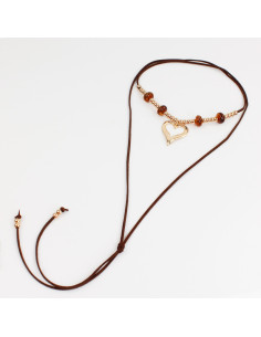 Collar de Gamuza Gold Heart
