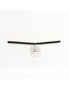 Choker de Gamuza Silver Flower