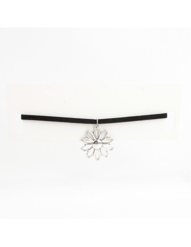 Choker de Gamuza Silver Flower