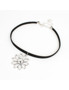 Choker de Gamuza Silver Flower