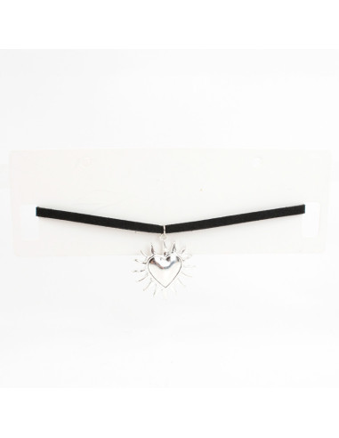 Choker de Gamuza Silver Sun Heart