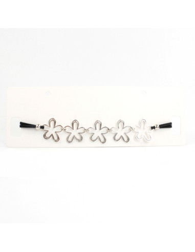 Choker de Gamuza Silver Flowers