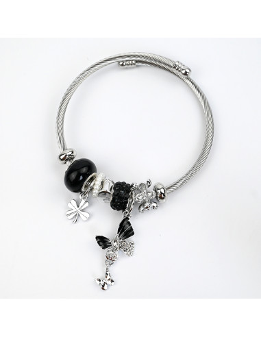 Pulsera Charms Butterfly Black