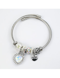 Pulsera Charms Heart Shiny Crystal