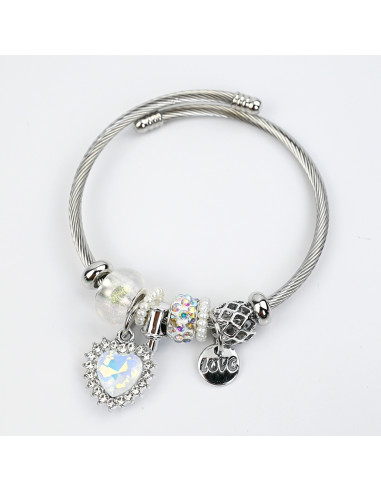 Pulsera Charms Heart Shiny Crystal