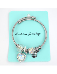 Pulsera Charms Heart Shiny Crystal