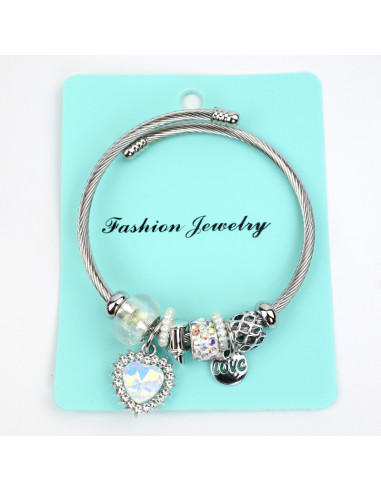 Pulsera Charms Heart Shiny Crystal