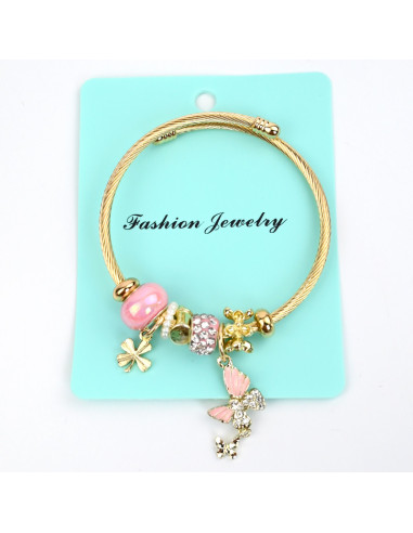 Pulsera Charms Butterfly Pink