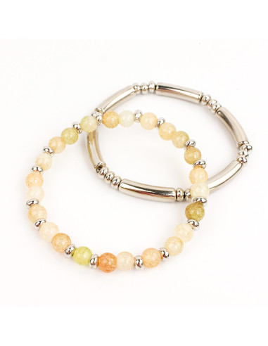Set Pulseras Beads & Silver
