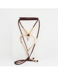 Collar de Gamuza Gold Heart Texture