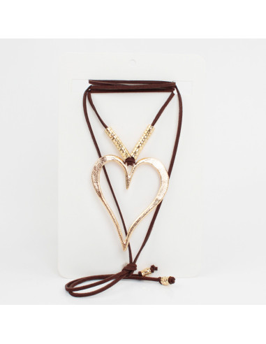 Collar de Gamuza Gold Heart Texture