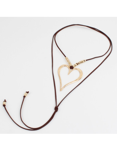 Collar de Gamuza Gold Heart Texture