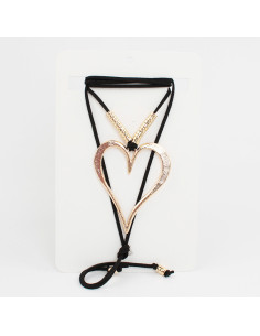 Collar de Gamuza Gold Heart Texture