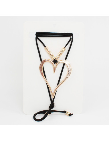 Collar de Gamuza Gold Heart Texture