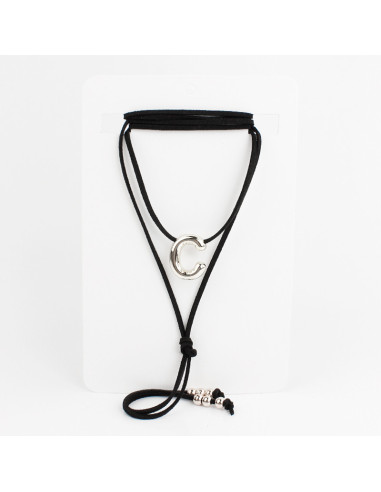 Collar de Gamuza Bubble Silver Letters "C"