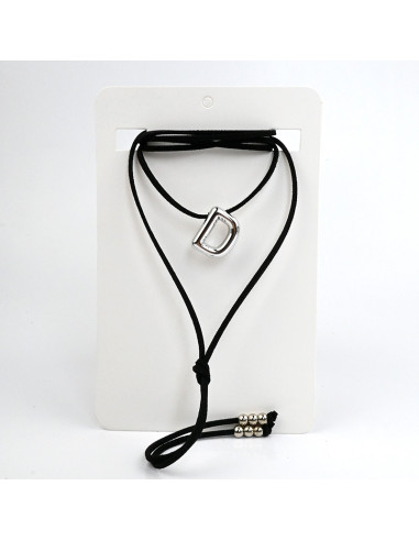 Collar de Gamuza Bubble Silver Letters "D"