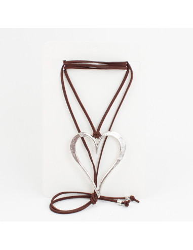 Collar de Gamuza Silver Heart