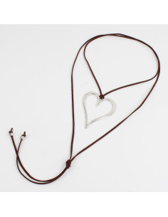 Collar de Gamuza Silver Heart
