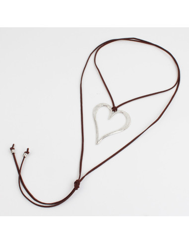 Collar de Gamuza Silver Heart