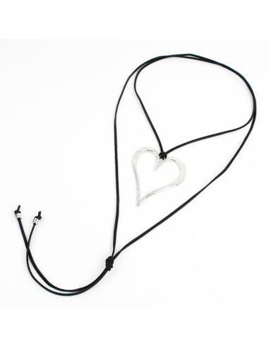 Collar de Gamuza Silver Heart